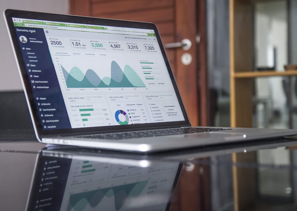 A laptop open to a digital dashboard